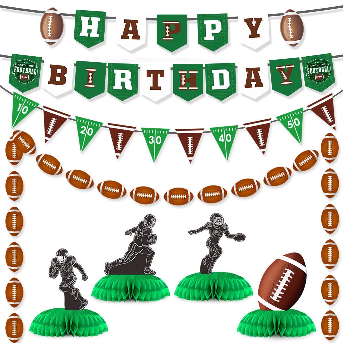 Rugby Fans Birthday Party Decoration Super Bowl La Flag Latte Cake Power Strip Set Rugby Combination Set 6