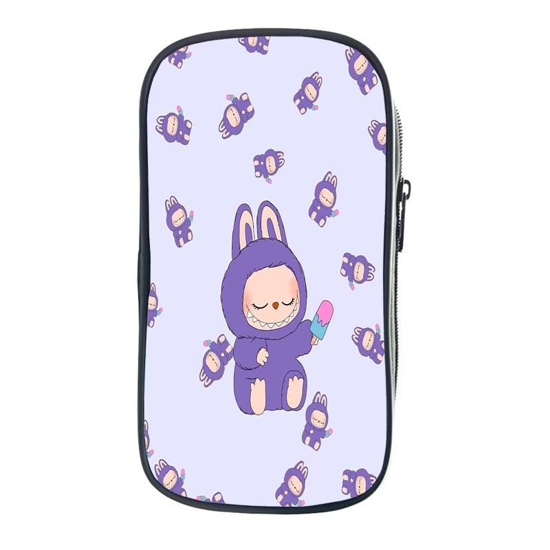 Labubu Cartoon Pen Bag The Monsters Printed Stationery Box Abubu Large Capacity Pencil Case Cute Anime Bags Student School Bag