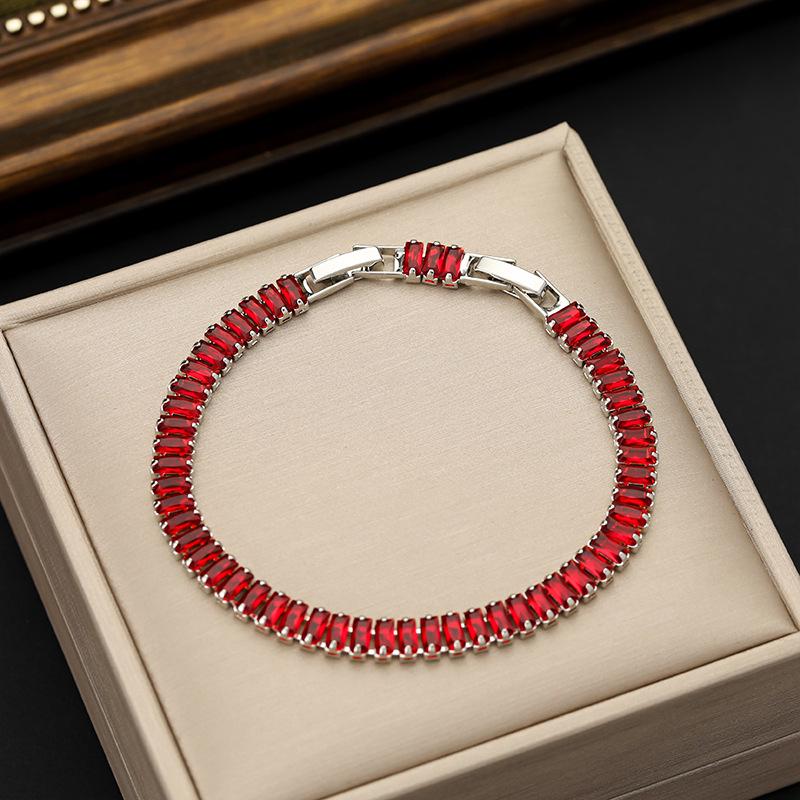 Hot Selling Multicolor Zircon Tennis Bracelet - Single Row 2.5*5mm, Niche Design