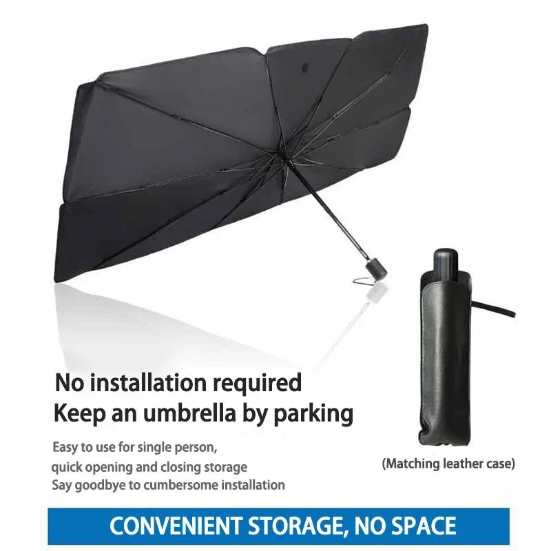 KEBIDU Ombrello Parasole per Parabrezza Auto UPF50+, Parasole Pieghevole per Parabrezza con Rivestimento Argentato, Isolamento Termico Anti-UV per Tutte le Auto, Custodia Portatile