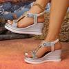 Fashion Ethnic Wedge Sandals Women's 2025 Summer New Beach Platform Non-slip Beaded Roman Shoes