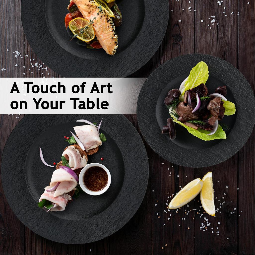 MIAMIO - 23cm, Dinner Plate Set of 4 Ceramic Plate Set, Dinnerware Set - Modern Plates, Microwave and Dishwasher Safe - Oasis Collection