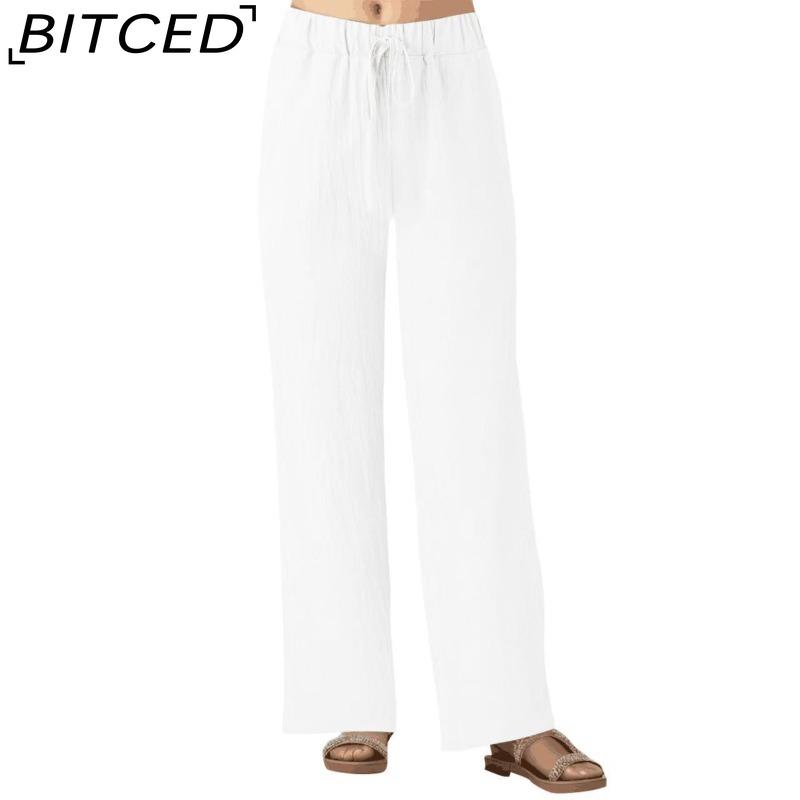 BITCED Women's Fashion Casual Solid Color Print Pants & Capris