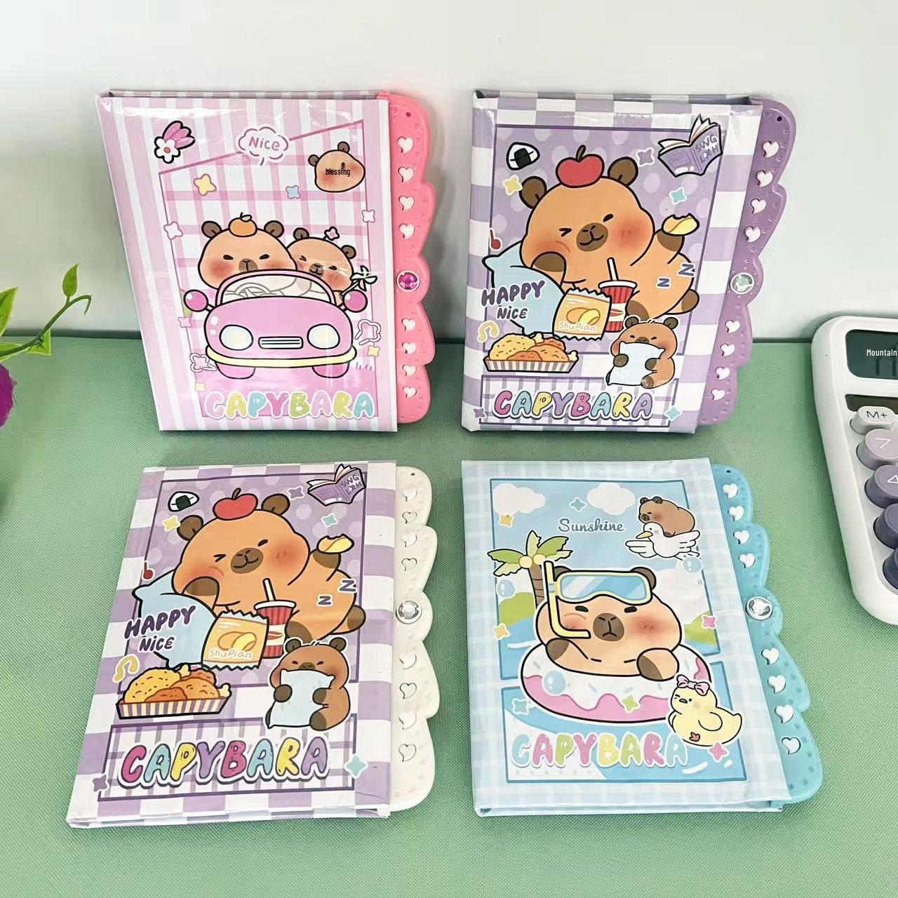 Capybara Cartoon Password Lock Notebook & Cute Student Planner Diary