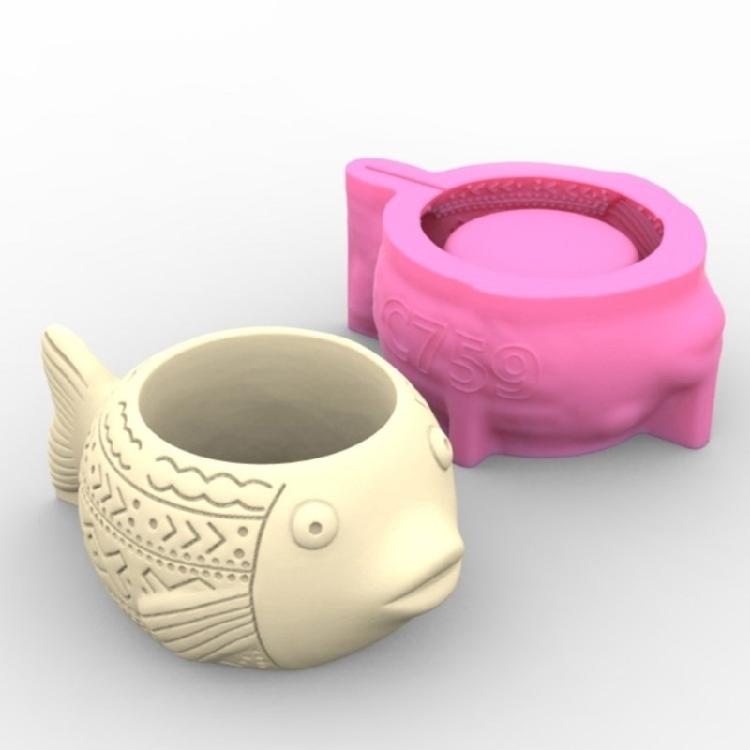 Innovative Silicone Moulds Flower Vase Molds Fish Shape Flexible Ornament Molds Unique Flowerpot Moulds for Crafting