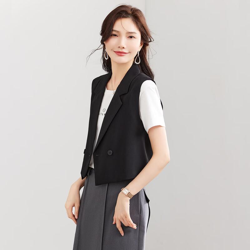 TERRE BLEUE Women's Loose Fit Short Commuter Blazer Vest