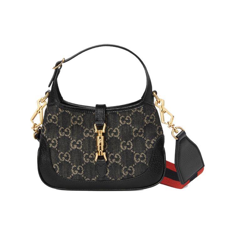 Gucci Jackie 1961 Borsa a Spalla Mini in Tela Monogramma e Pelle con Chiusura Dorata Borsa a Spalla da Donna Nera 685127-UN3AG-1294
