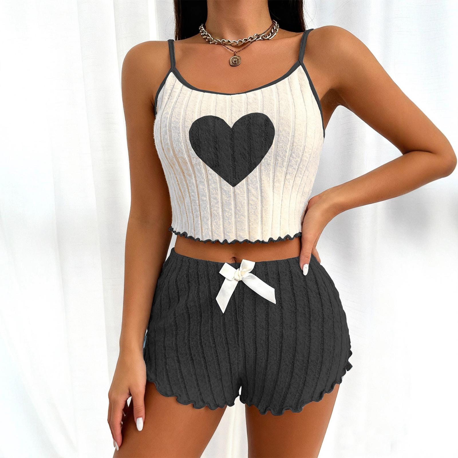 

Women s Fashion Short-sleeved Top Pants Set Two-piece Set XL чёрный