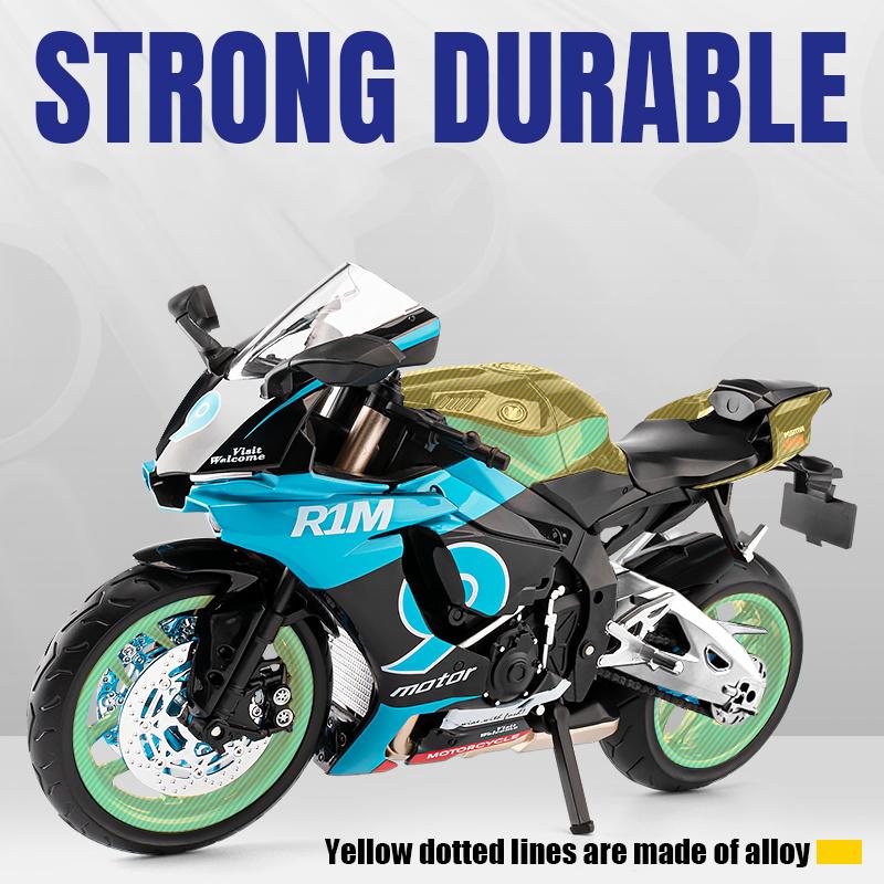 1/9 Scale Yamaha YZF R1M Racing Motorcycle Diecast Model Car Alloy Metal Outdoor Collection Display Classic Ornaments Boyfriend Gifts