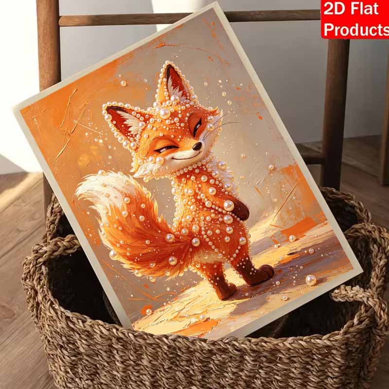 DIY 5D Pearl Bead Painting Kit with Frame Cute Fox Design Shiny Canvas Art for Bedroom Wall Decor and Gift Collection Modern Home Decor 123