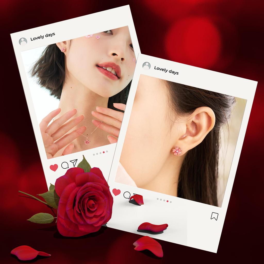 Set cadou colier cercei flori metal aur 18K, potrivit pentru persoane alergice, motiv floare de cireș, felicitări de ziua de naștere și mesaje pentru femei, incluse nuntă