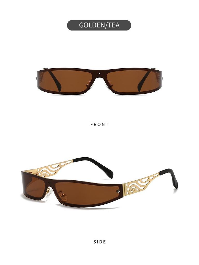 Y2K Punk One-Piece Sunglasses for Men & Women - Trendy European & American Style with Hollow Carved Temples