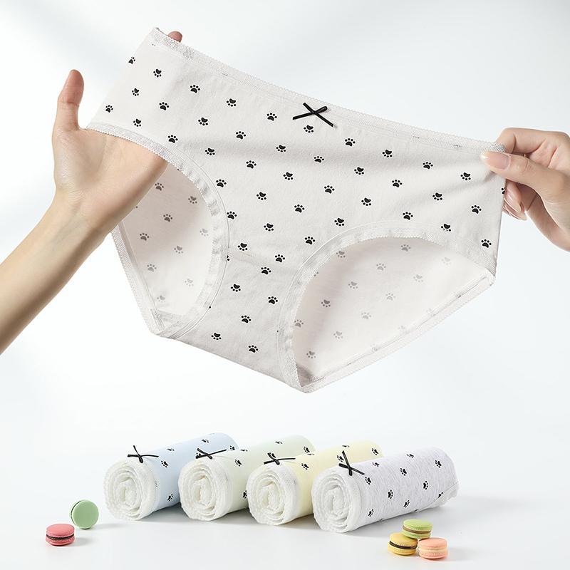 Fentenggan 5-Pack Antibacterial Cotton Mid-Waist Underwear for Women and Girls