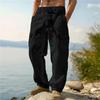 Herren Freizeit Hose Locker Bequem Cargohose Hose Mann Baumwolle Leinen Mehrere Taschen Gerade Hose Strand dünn Männer Hose
