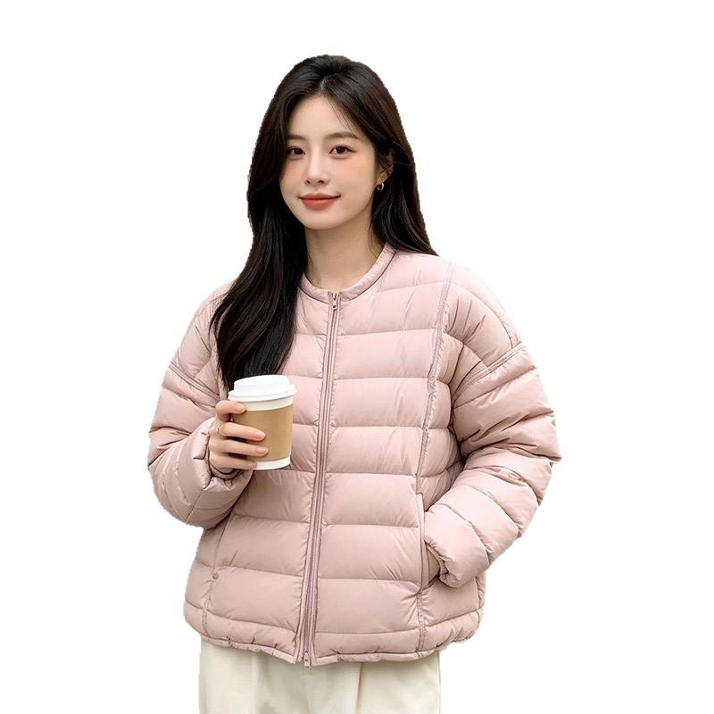 Short Down Jacket Women's Winter New Ribs Women's Light and Thin Women's Clothing Korean Version Loose Large Size Duck Down Pinghu