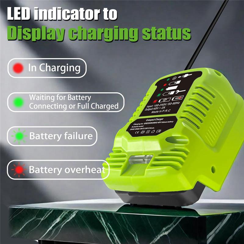 AEE2-Mini Charger For Greenworks 40V Battery MAX 40V Battery 29462, 29472 And For Greenworks Other 40V Battery US Plug