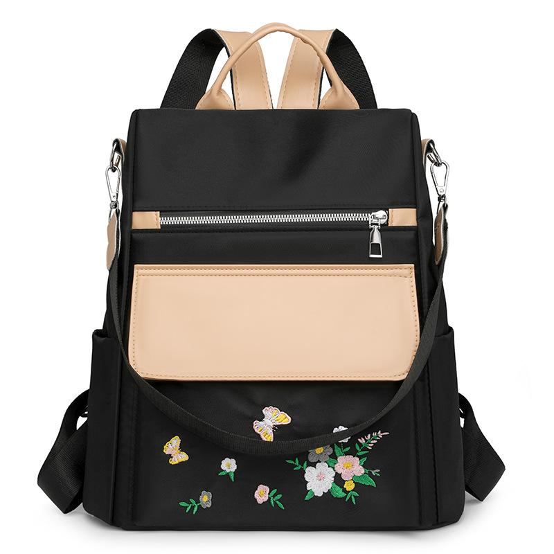 Schoolbag New Oxford Canvas Women's Backpack Embroidery Fashion Large Capacity Shoulder Backpack Travel Leisure Anti-theft Bag