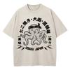 Cotton Vintage Washed Osaka Dotonbori Drunken Octopus T Shirt Hot Fashion Men Takoyaki Oversize Loose Acid Wash Tees Shirts