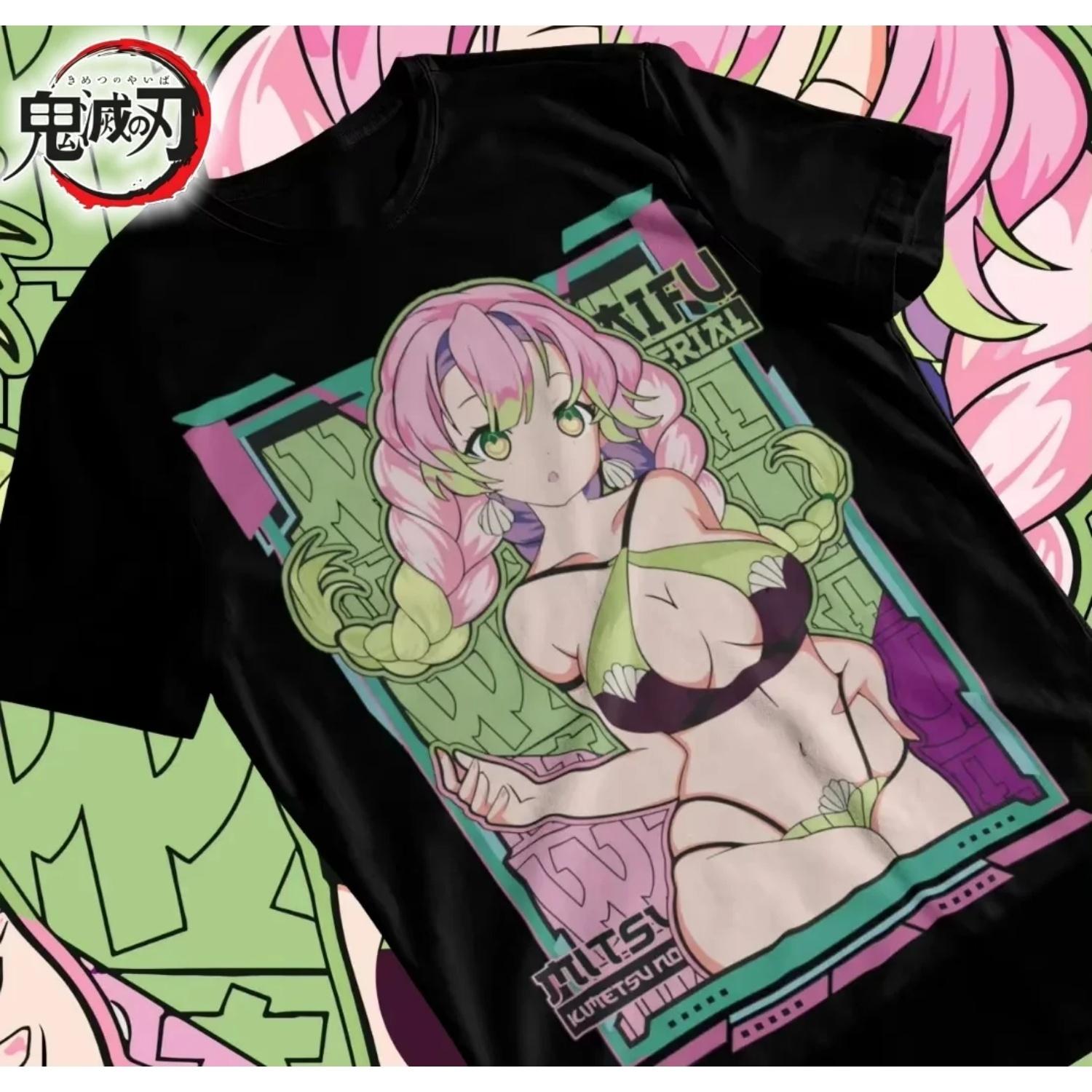 

2026 Fashion Latest Mitsuri T-Shirt Demon Slayer Kawaii Anime Japanese Manga Otaku Soft Anime Graphic Tee Parent-child Shirt S