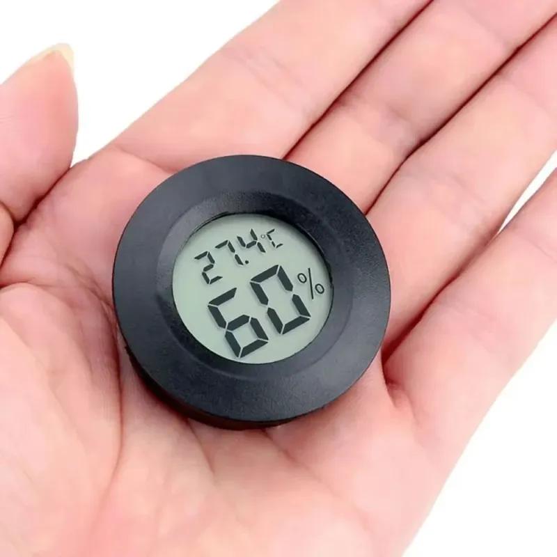 2/4 Pcs Mini Hygrometer Thermometer Fahrenheit or Celsius Meter Digital LCD Monitor Indoor Room Round Humidity Temperature Gauge