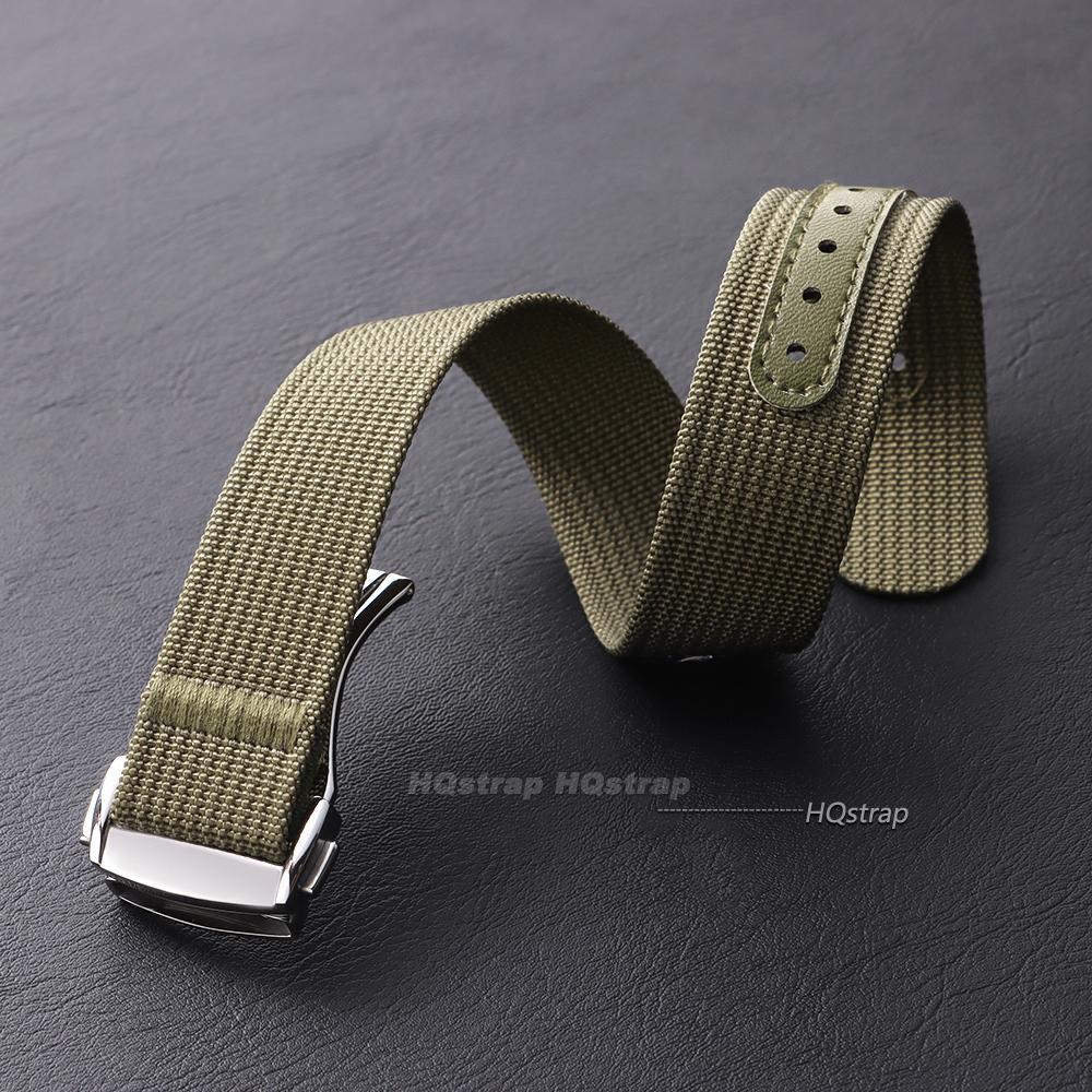 Ribbed Nylon Strap for Omega for Swatch for Moonswatch Stainless Steel Folding Buckle Men Women Sport Replace Watch Band 20mm