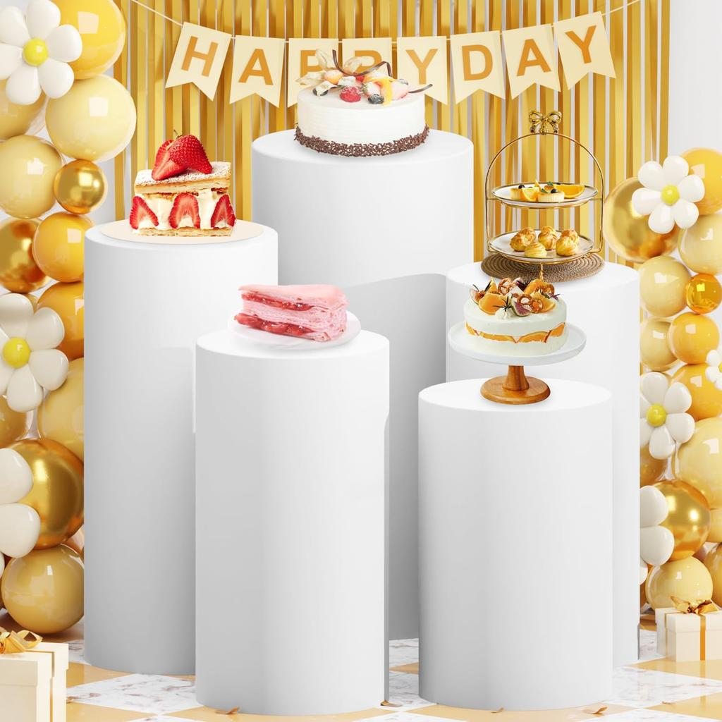 1-5Pcs Cylinder Stand Covers Spandex Pedestal Stand Covers For Party Wedding or Baby Shower Event Decor (only cloth covers)