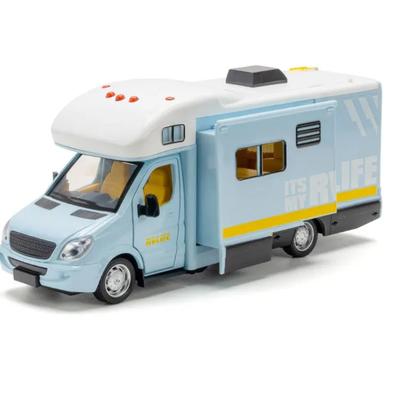 1/32 Scale Diecast Luxury RV Recreational Vehicle Car Model Metal Toy Motorhome Camper Van Touring Car Model Sound and Light Kids Gift