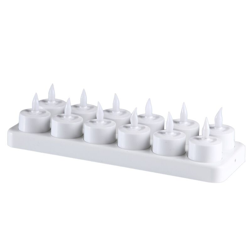 Set mit 12 wiederaufladbaren LED-Kerzen, flackernd, ohne Flamme, Teelicht, elektrische Lampe, wachsfrei, Valentinstag, Zuhause, Hochzeit, Weihnachten, Tischdekoration