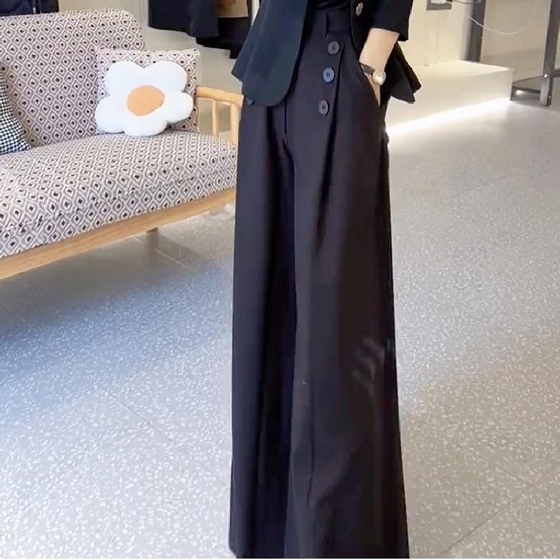 Korean Style High Waist Slimming Wide Leg Velvet Pants for Women M