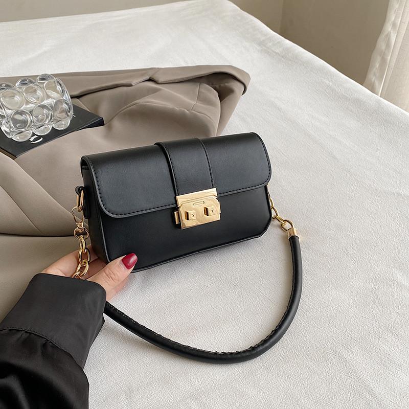 Elegant Pu Leather Small Square Bag Versatile Chain Shoulder Bag For Daily Wear StyleA