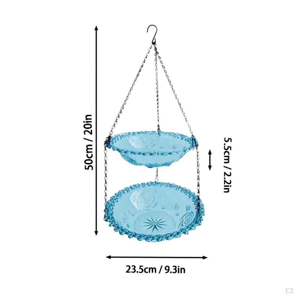 Bird Feeder for Garden, Hanging Bath Ornament, Double Layer Feeder, Garden Bath,