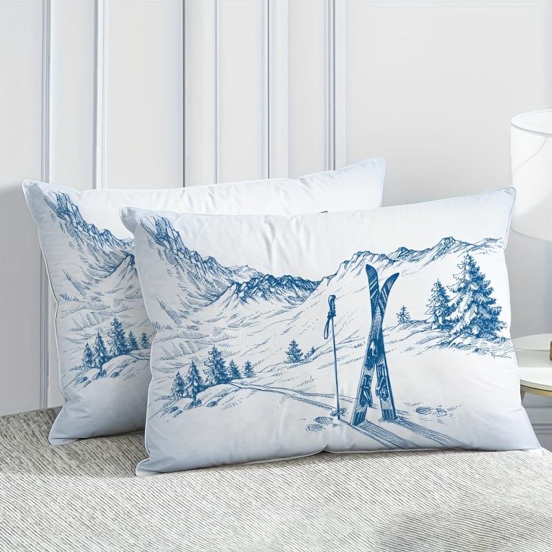 Ski Duvet Set Extreme Sports Themed Bedding Set Adult Youth Snow Mountain Printing Three-Piece Set