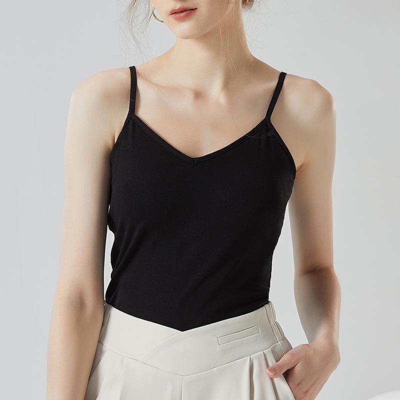 

2025 Summer Sexy Crisscross Back Cotton Camisole with Chest Pad Extra Large