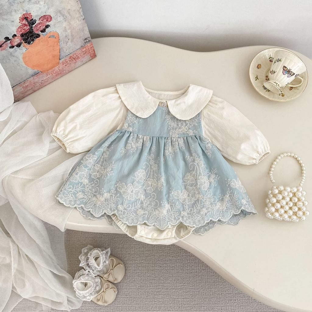 Baby Girl Spring Romper Princess Bodysuit Dress Set for Crawling