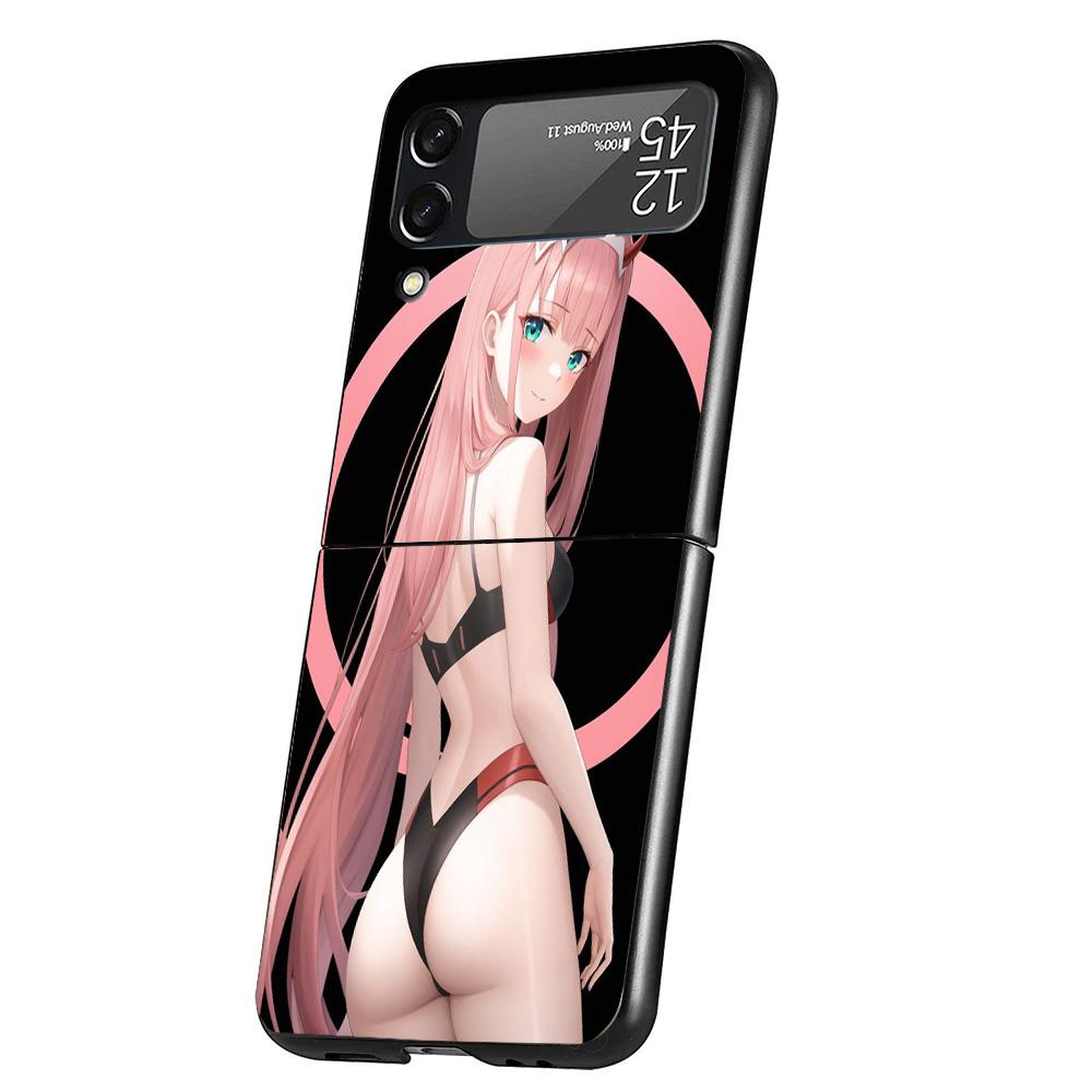 Zero Two Darling In The Franxx 02 Cover Phone Case For Samsung Galaxy Z Flip 7 6 5 4 3 5G Flip7 Flip6 Flip5 Flip4 Flip3 Black Fu
