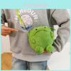 Plush Cartoon Frog Mini Crossbody Bag With Zipper Closure For Daily Use