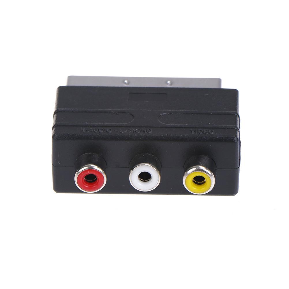 

1PC Silver SCART To 3 RCA Composite Phono Adaptor Converter + In / Out Switch 4.7cm × 4cm × 1.7cm