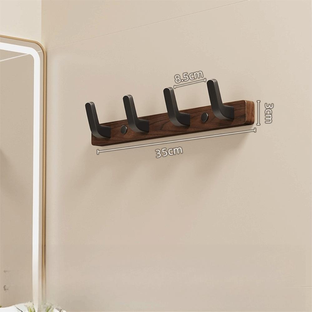 Entrance Hanging Walnut Wood Clothes Hook Without Punching Hats Organizer Fitting Room
