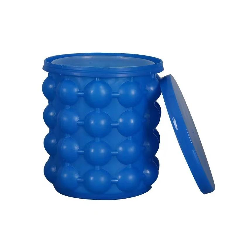 Silicone Ice Bucket Portable Whiskey Beer Frozen Beverage Machine Ice Cube Making Bucket High-capacity Medium Sized Ice Bucket синий