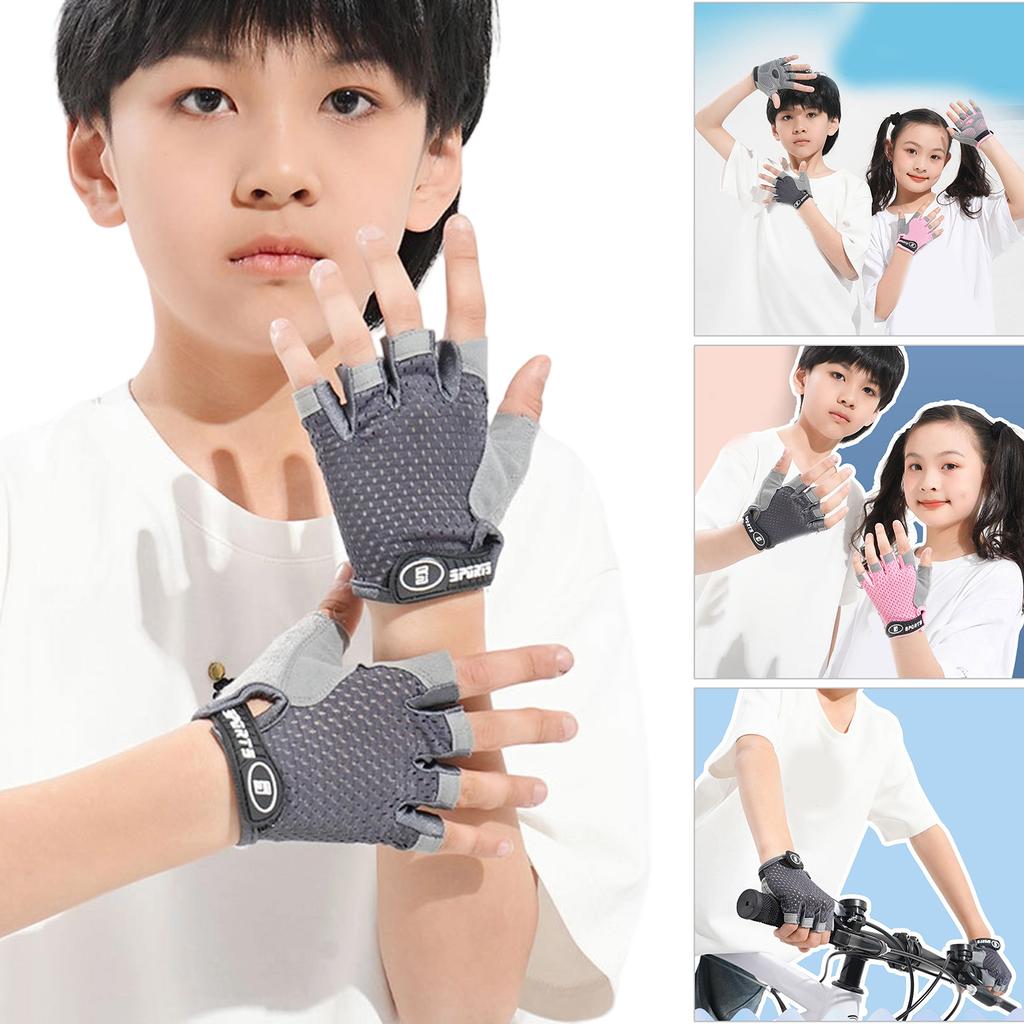 Children Half Finger Cycling Gloves Breathable Sport Gloves With Protective Palm For Cycling Scooter Outdoor Activity