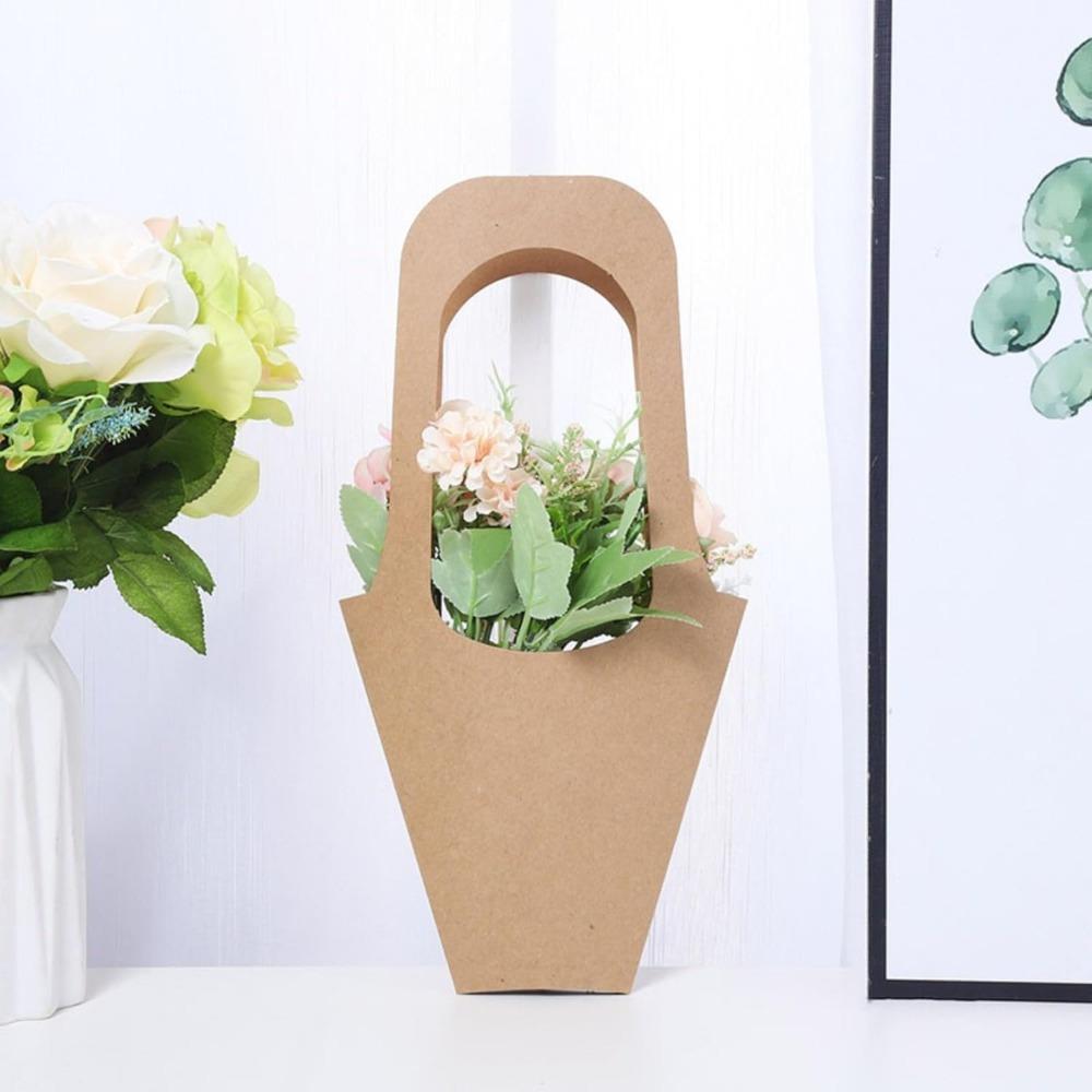10pcs Kraft Paper Gift Bag Reusable Cone-shaped Bouquet Packaging Bag for Bouquet Display, Party Gifts, Events, Christmas Access