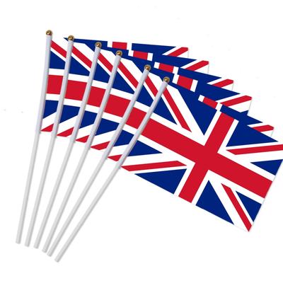 100Pcs Union Jack Mini Flags Hand Held Stick Flags Small British Flags UK Flags Party Decorations