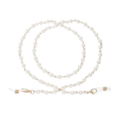 White Imitation Pearl Sunglasses Chain Straps Lanyards  Bead Chain Splicing Thin Chain Glasses Hanging Rope Holder Cord Lanyard Accessories