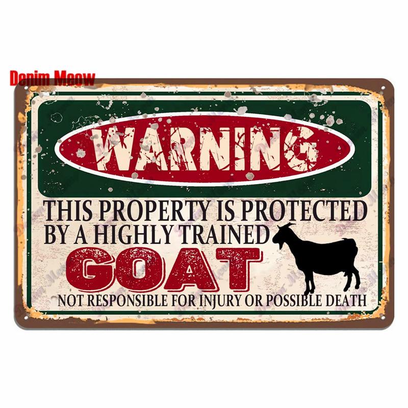 Vintage Warning Funny Animals Metal Sign Chicken Sheep Pig Octopus Wall Poster for Private Wall Painting Decor WY