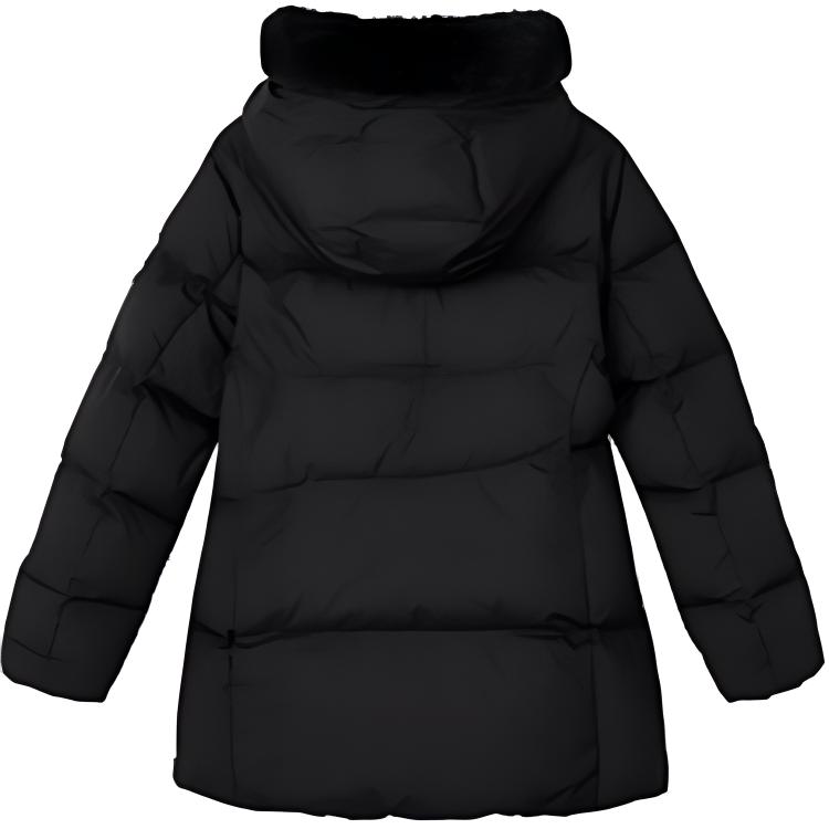 Skechers Colorful Casual Series Comfortable Warm Mid-Length Down Jacket Women Outerwear Carbon-Black L423W097-0018