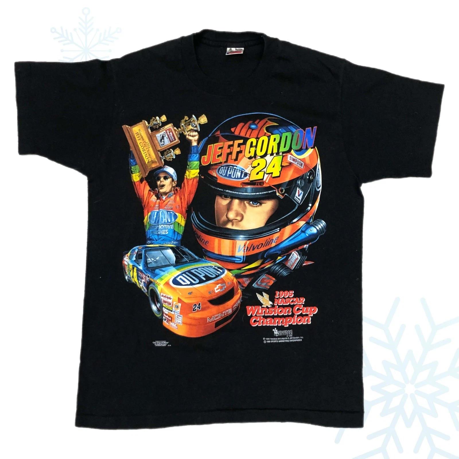 Vintage 90s NASCAR Jeff Gordon 1995 Winston Cup Champion Racing T-Shirt (M) XL
