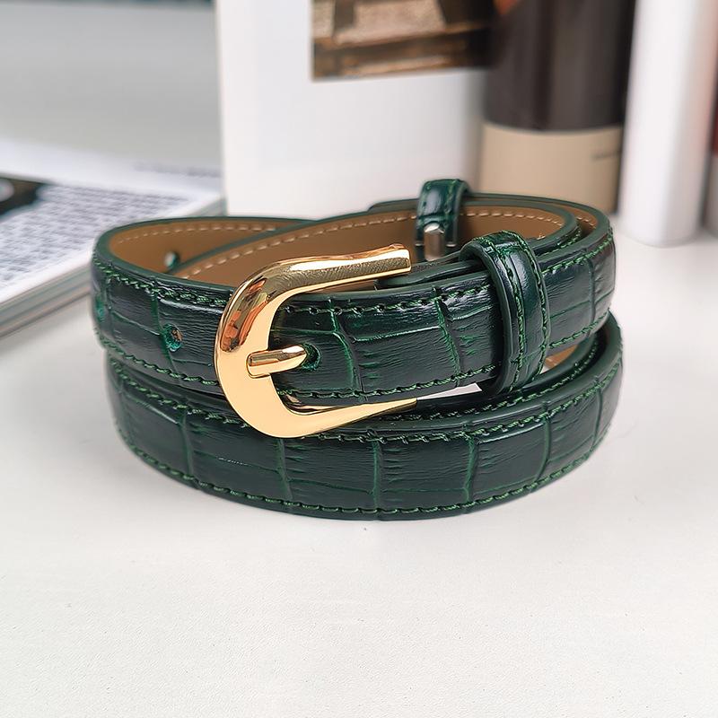 elt pring and utumn adies Leather Belt aist Skinny ashion ersatile Belt with asual ants 100*1.8cm (supports customized sizes)