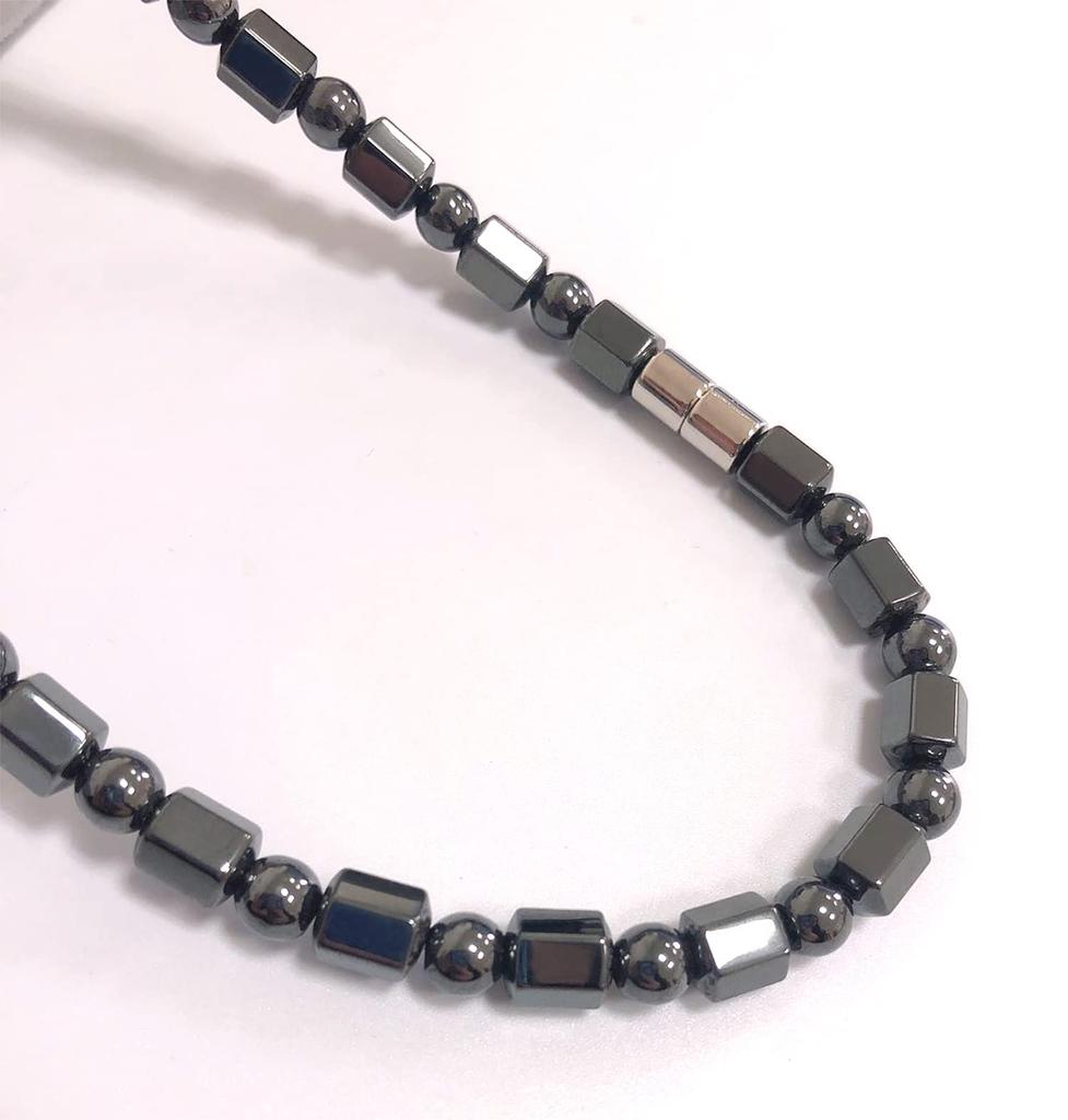 Ecooon 5A Grad Stark Magnetische Hämatit Halskette mit Spiegelpolierter Oberfläche, Terahertz Mineral Halskette für Männer und Frauen