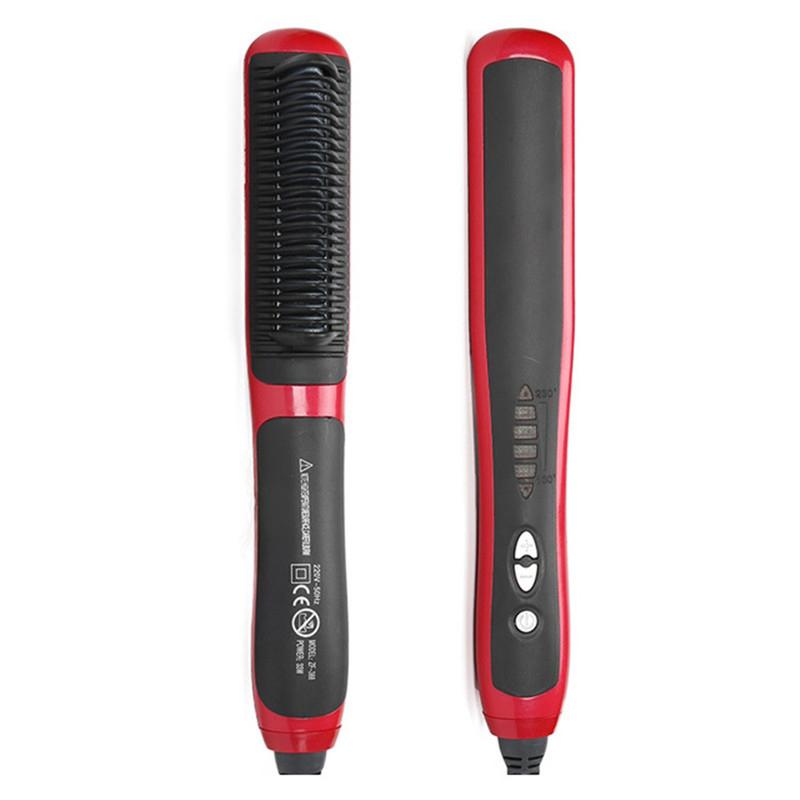 Straightening Heating Combs Men Beard Hair Straightener Ceramic Curler Electric Hair Brush Straightener
