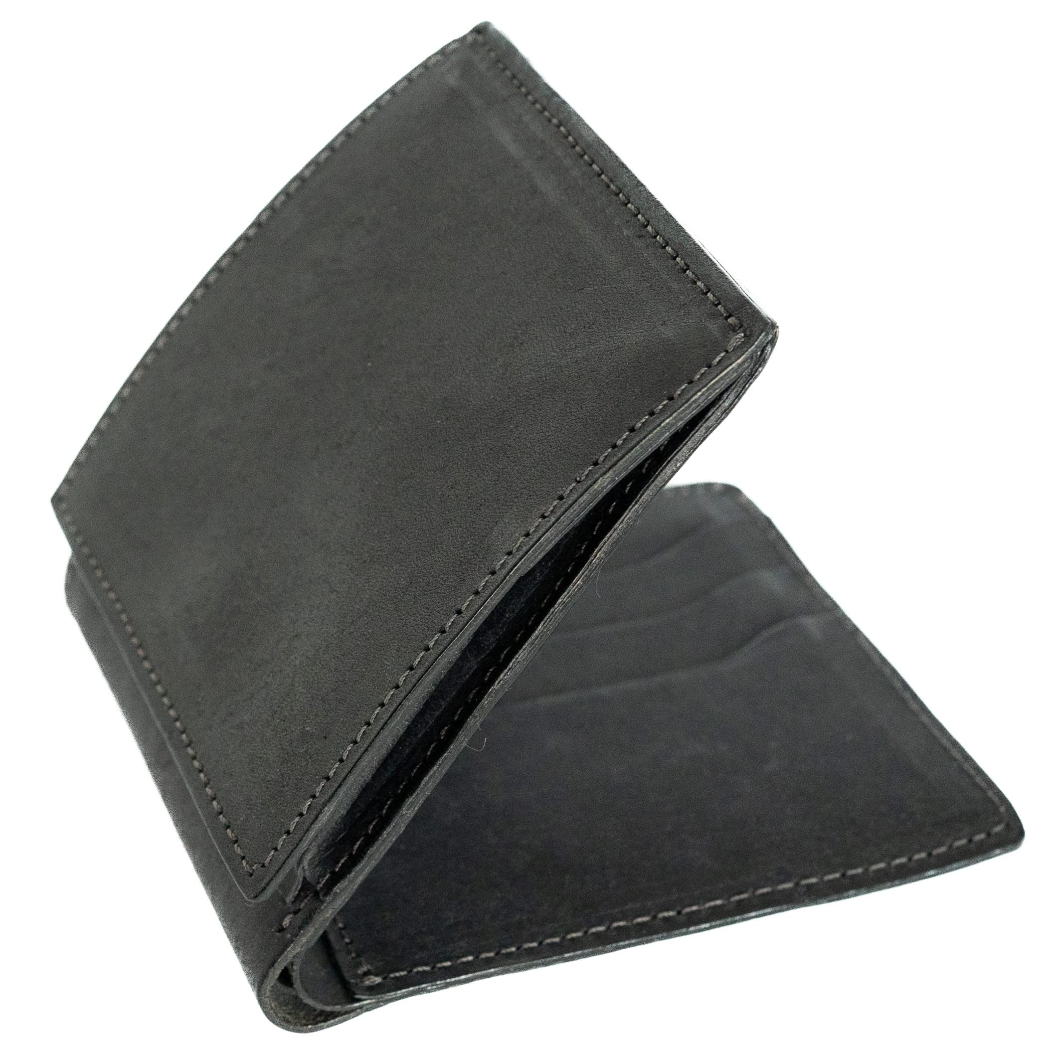 

Его фабричный бумажник-бифолд (с кошельком для монет) Натуральная кожа Pueblo, ручная работа в Японии, подарок (черный)